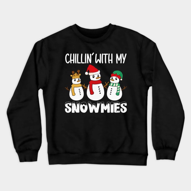 Chillin With My Snowmies Funny Ugly Christmas Pajama Xmas Crewneck Sweatshirt by DragonTees